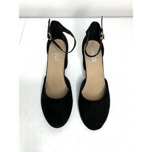 Pop Womens Gal Block Heel Pumps Sz 9.5 Black Holiday Party Formal Round Toe